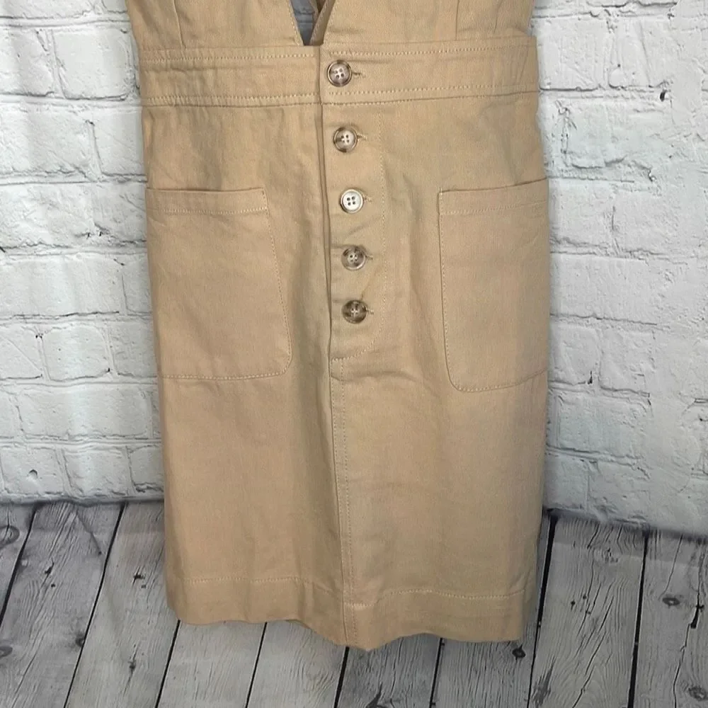 Ellison Khaki Retro Overall Skirt Jumper Pinafore size small‎ NEW